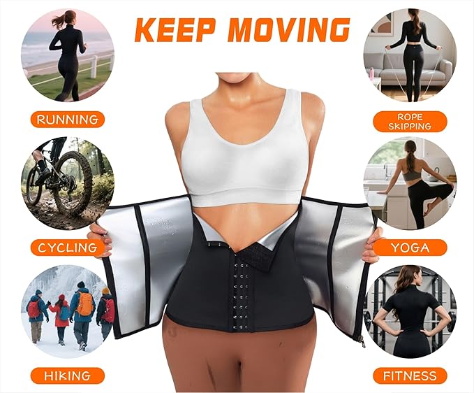 Women's Sauna Suit Waist Trainer, Double Closure Waist Trimmer Belt, Adjustable Tummy Control Shapewear for Workout