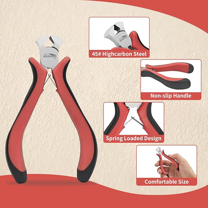 End Cutting Pliers 4"-5 Pack End Cutting Pliers for Jewelry Making with Spring Loaded for DIY, Craft, Repairing