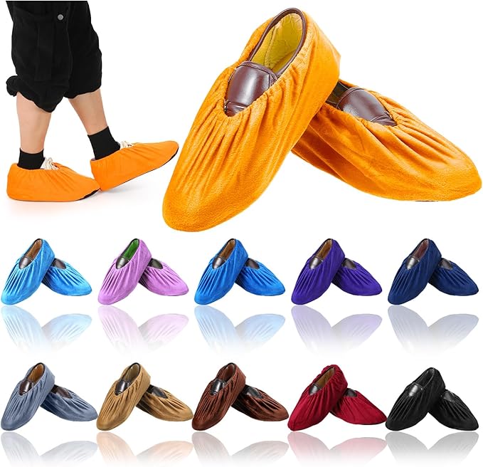 11 Pairs Reusable Non-Slip Shoe Covers, Washable Thickened Boot Shoe Covers Soft Shoes Protectors for Indoor Use Household Office Home Laboratory (Multicolor)