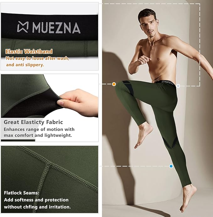 Muezna Men's Thermal Top and Bottom Set Underwear Long Johns Base Layer with Soft Fleece Lined