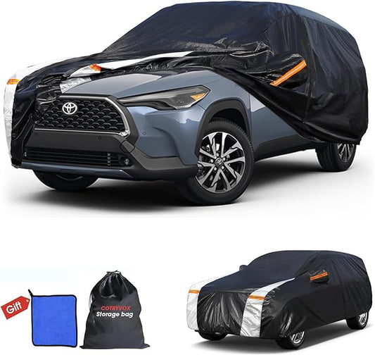 Toyota Corolla Cross Car Cover 100% Waterproof All Weather, Gift with Towel, 10 Layers SUV Car Cover Custom Fit 2020-2025 Toyota Corolla Cross, Outdoor Covers Rain Sun UV Protection with Door Zipper.