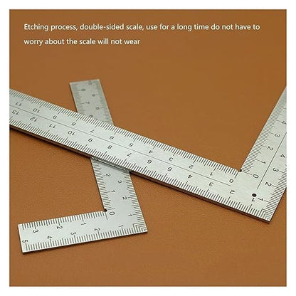 Stainless Steel Framing Square Ruler (5x10cm & 10x15cm), Double Scale Right Angle Measuring Tool for Carpentry & Woodworking