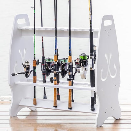 StoreYourBoard Marlin Fishing Pole Rack, Holds 24 Fishing Rods and Reels, Weather-resistant, Garage & Outdoor Fishing Rod Holder