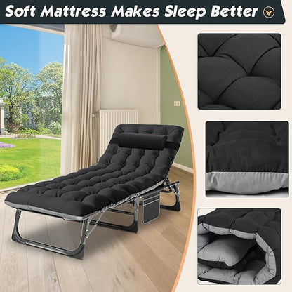 MOPHOTO Folding Lounge Chair 5-Position, Folding Cot, Portable Outdoor Chaise Lounge Chair for Sun Tanning, Perfect for Pool Beach Patio Sunbathing