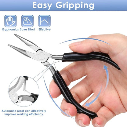 Billbotk Chain Nose Pliers For Jewelry Making, Flat Nose Jewelry Pliers, Craft Pliers For Jewelry Making