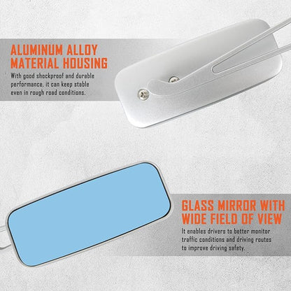 Devilmotor Rectangle Motorcycle Bobber Mirrors Smoke Blue Compatible with Harley Road King Street Glide Sportster Softail Fatboy Cruiser Chopper