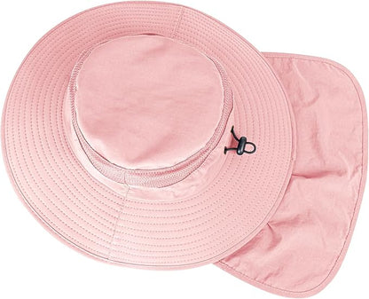 Sun Hats for Men Women Fishing Hat UPF 50+ Breathable Wide Brim Bucket Hats Summer UV Protection Safari Hat with Neck Flap