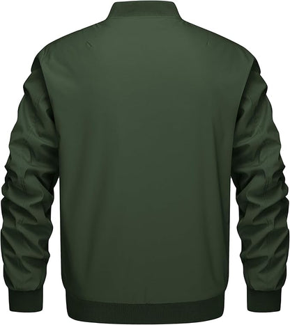 KEFITEVD Men's Jacket Casual Windproof Bomber Jackets Full Zip Windbreaker Warm Winter Padded Coats