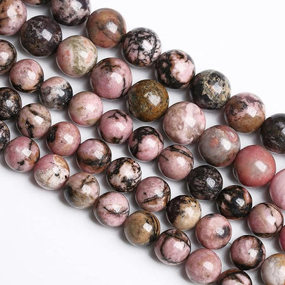 8MM 45PCS Natural Stone Black Rhodochrosite Gemstone Beads for Jewelry Making DIY Bracelet Necklace Semi Precious Beads