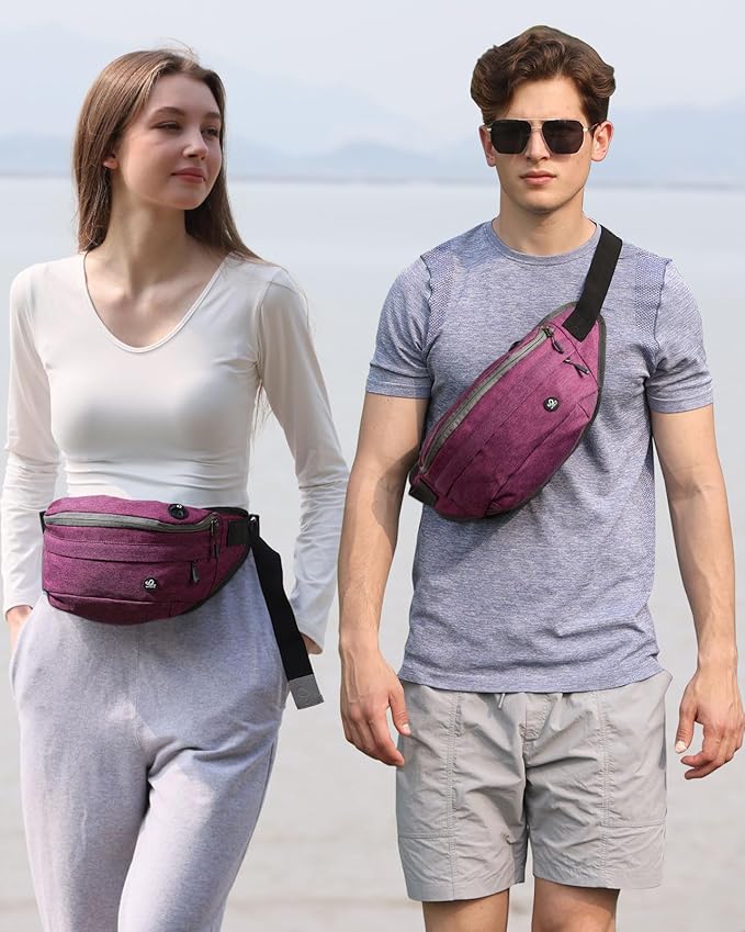 WATERFLY Running Belt Fanny Pack: Runner Marathon Jogging Waist Pack Sport Workout Exercise Fitness Phone Holder Belt for Men Women Jogger Slim Waistband Black