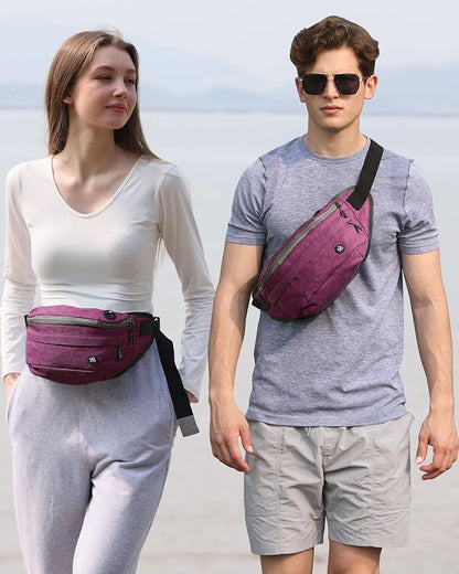 WATERFLY Running Belt Fanny Pack: Runner Marathon Jogging Waist Pack Sport Workout Exercise Fitness Phone Holder Belt for Men Women Jogger Slim Waistband Black