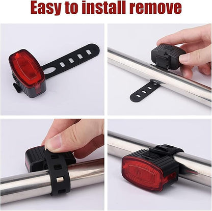 LED Bike Head & Tail Light Set with Rechargeable Functionality High Visibility LED Light Set for Night Rides Lamp