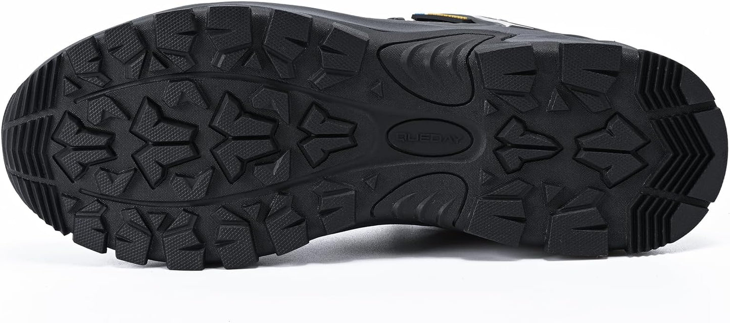 Queday Mens Waterproof Hiking Shoes Lightweight Outdoor Walking Shoes Breathable Hike Trekking Trails Camping Climbing