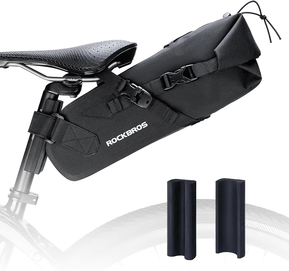 ROCKBROS Bikepacking Bag Bike Saddle Bag Large Capacity Bikepacking Seat Bag Waterproof Bike Seat Bag Max 3L