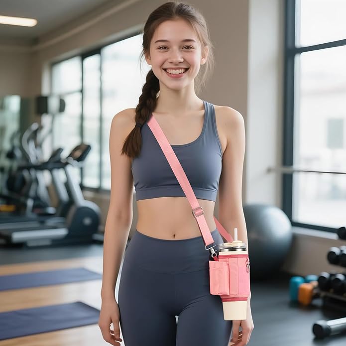 All Day Quencher Carry All for Stanley 40/30 oz Tumbler, Crossbody Bag with Phone Holder & Strap, Water Bottle Carrier Bag