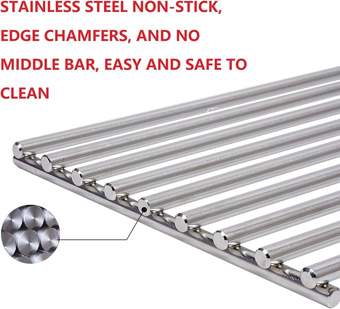 J&HYBBQ Stainless Steel Grill Grate 19 1/4 x 7.5 Inch, 7.8 mm Rod BBQ Grill Grate Compatible with Bull Angus, Brahma, Outlaw, Steer Premium, Lonestar Select, 7 Burner Premium, Lion Premium