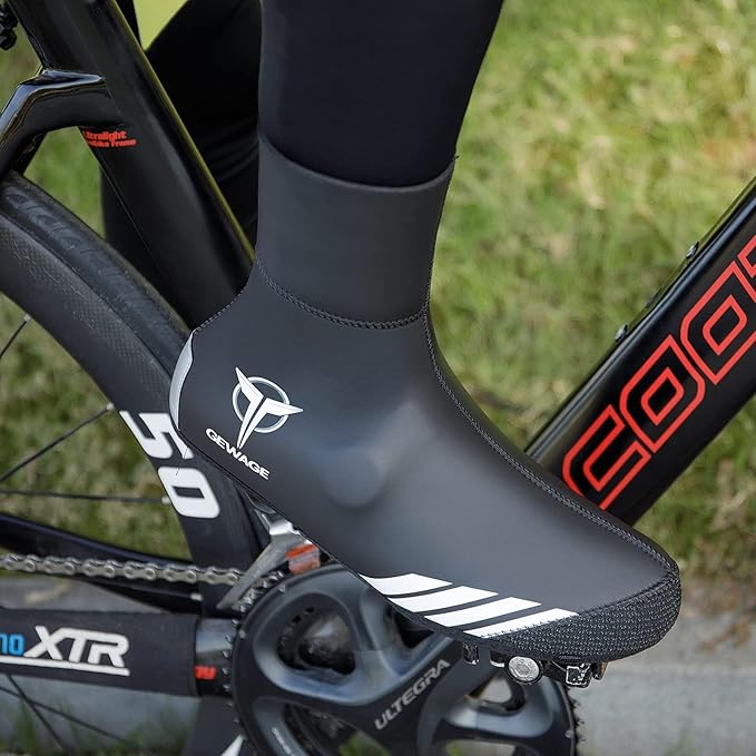 Cycling Shoe Covers Winter Thermal Warm Cycling Overshoes Water Resistant Windproof Bike Bicycle Shoe Covers for Man Woman (BLACK, X-Large)