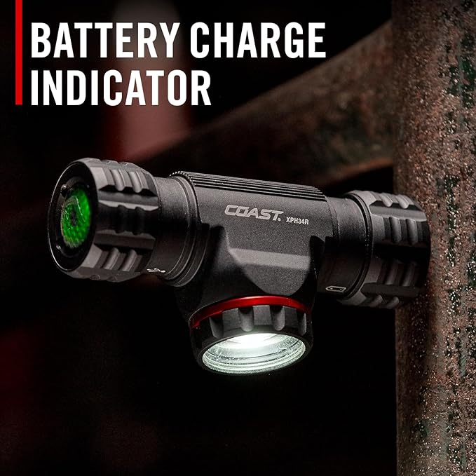 Coast® XPH34R 2075 Lumen USB-C Rechargeable-Dual Power LED Headlamp withPURE Beam® Twist Focus™ and Magnetic Base