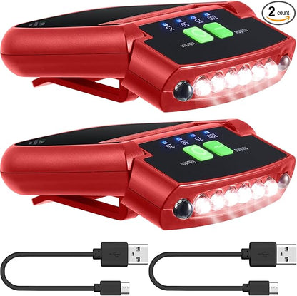 Mudder LED Clip on Cap Lights USB Rechargeable Cap Flashlight Clip Waterproof Ultra Bright Hat Flashlight Headlamp for Fishing Camping Hand Work