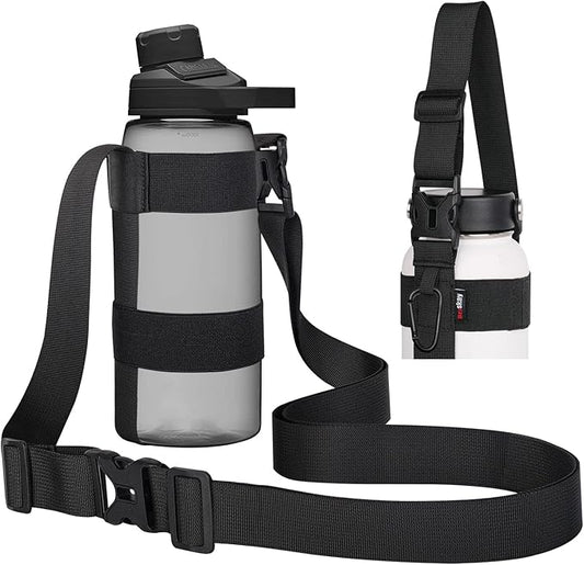 HEYSKAY Water Bottle Holder With Handle and Adjustable Shoulder Strap, Sling With Carabiner for 12oz-40oz Hydro Flask, Sports, Gym, Hiking, Camping, Walking