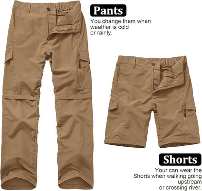 Mens Hiking Pants Quick Dry Lightweight Fishing Convertible Zip Off Safari Trousers