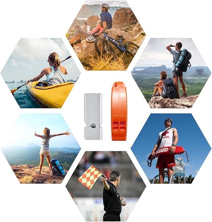 Emergency Whistles with Lanyard, AINOORA Three Tubes Safety Whistles 2 Pack and 1 Pack Plastic Survival Whistle Loudest for Kayak Hiking Camping Boating Outdoor for Lifeguard Rescue Signaling