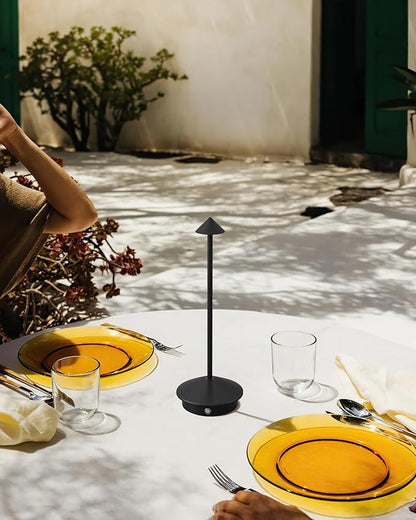 Modern Cordless Table Lamp Set of 2, Portable LED Desk Lamps, 5000mAh Rechargeable Battery Operated Lighting for Bedroom Dining Room Restaurant Coffee Shop Camping Night Light (Black)