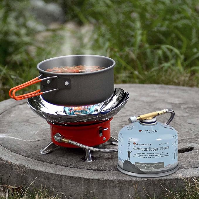 KOMAN Isobutane Fuel Canister 230 Gram Camping Stove Fuel Butane Propane Blend Camping Fuel Gas Canister Backpacking Fuel Light-Weight Compact Camping Fuel (4 Pack)