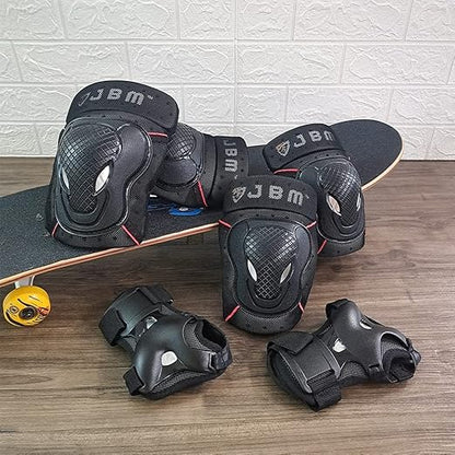 JBM Adult Youth Bike Knee Pads and Elbow Pads with Wrist Guards Protective Gear Set for Biking, Riding, Cycling and Multi Sports Scooter, Skateboard