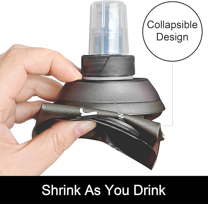 WILDREEDS 250ml Soft Flask, TPU Collapsible Soft Water Bottle for Hydration Pack, Running Vest, Folding Water Bottle for Hiking Cycling Climbing-2Pcs, Grey