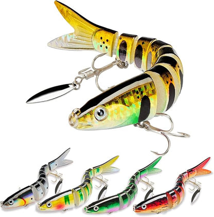 Fishing Lures with Spinner Baits Blades for Topwater, Swimbait for Trout and Bass Slow Sinking, 5pcs Fishing Hard Baits