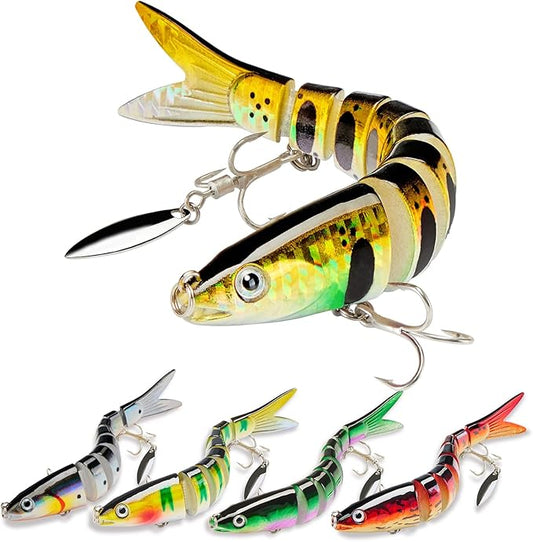 Fishing Lures with Spinner Baits Blades for Topwater, Swimbait for Trout and Bass Slow Sinking, 5pcs Fishing Hard Baits