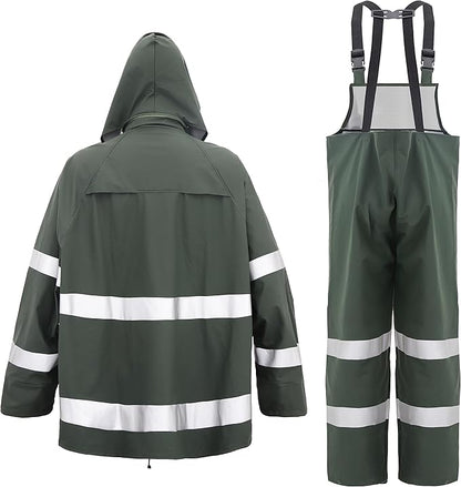 Rain Suit For Men & Women Waterproof Heavy Duty Rain Gear Reflective Jacket for Fishing Outdoor Work Raincoats