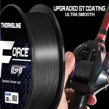 ThonrsLine Force Braided Fishing Line - Incredible Abrasion Resistant Braided Lines for Saltwater or Freshwater - Camo Design Braid for Extra Visibility