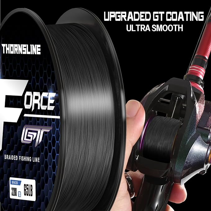 ThonrsLine Force Braided Fishing Line - Incredible Abrasion Resistant Braided Lines for Saltwater or Freshwater - Camo Design Braid for Extra Visibility