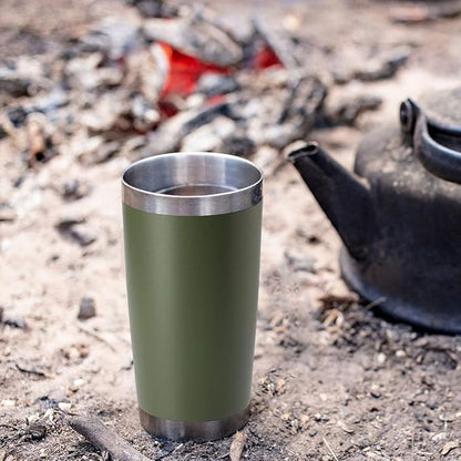 HASLE OUTFITTERS 20oz Stainless Steel Tumblers Bulk, Insulated Travel Cup with Lid, Double Wall Vacuum Coffee Mug for Cold & Hot Drinks 4 Pack, Army Green