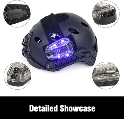Tactical Helmet IR Strobe Light, Identification Light with Optional 4 Modes, Survival Signal for Outdoor Sports (Brown Base-Blue)