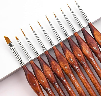 Golden Maple Miniature Model Paint Brushes-10pcs Micro Detail Paint Brush Set,Small Fine Detail Brushes for Acrylic, Oil, Watercolor & Paint by Number,Figurine