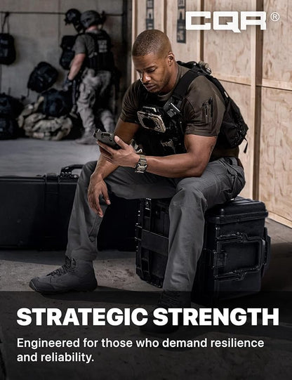 CQR Men's Flex Stretch Tactical Pants, Water Resistant Ripstop Cargo Pants, Lightweight EDC Outdoor Work Hiking Pants