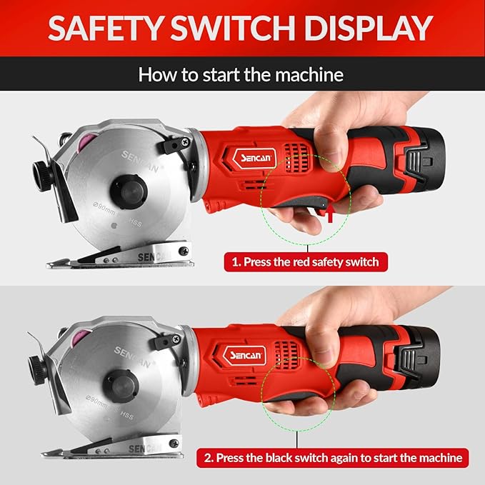 Cordless Electric Rotary Shear Cutter, Multi-layer Electric Fabric Scissors with 1.3"Cutting Thickness, for Cloth Fabric Leather and Carpet, Comes with 1 Battery, 2pcs blade, 14.4V