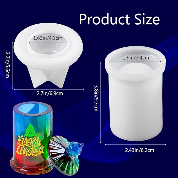 Jar Resin Molds Valentine Storage Box with Lid Epoxy Resin Casting Mold Cylinder Jars Candle Jewelry Trinket Container Mould DIY Planter Candy Organizer Making Concrete Cement Moulds Craft Home Decor