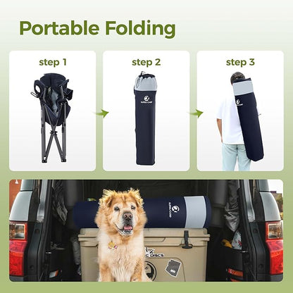 ALPHA CAMP Oversized Camping Chair Heavy Duty Lawn Chair with Cooler Bag Support 450 LBS Steel Frame Collapsible Padded Arm Quad Lumbar Back Folding Chair for Lawn Outdoor