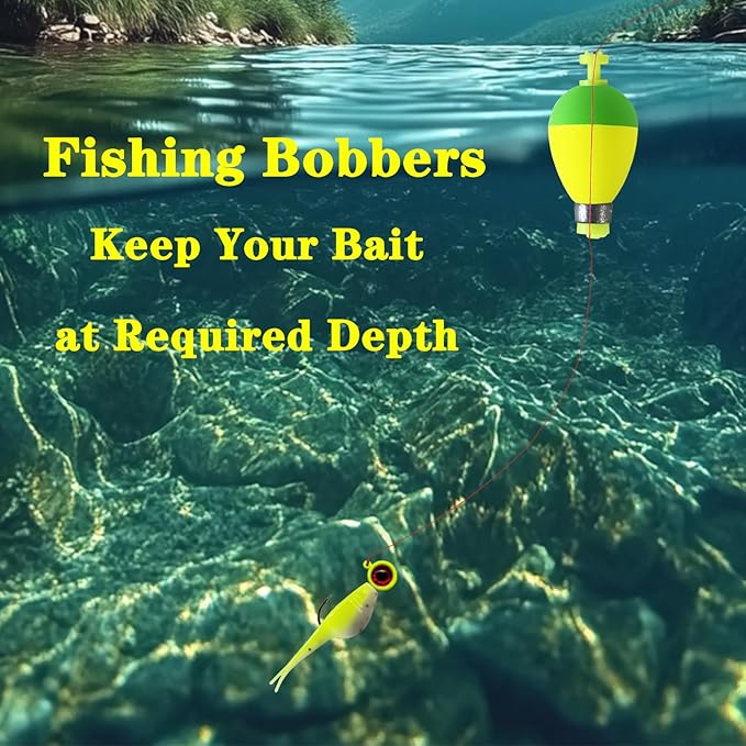 Fishing Bobbers Floats,10 Packs Weighted Bobbers for Fishing Foam Snap-on Fishing Floats Ball Oval Fishing Corks Bluegill Crappie Panfish Bass Trout