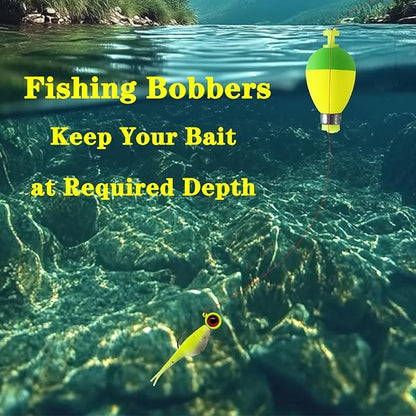 Fishing Bobbers Floats,10 Packs Weighted Bobbers for Fishing Foam Snap-on Fishing Floats Ball Oval Fishing Corks Bluegill Crappie Panfish Bass Trout