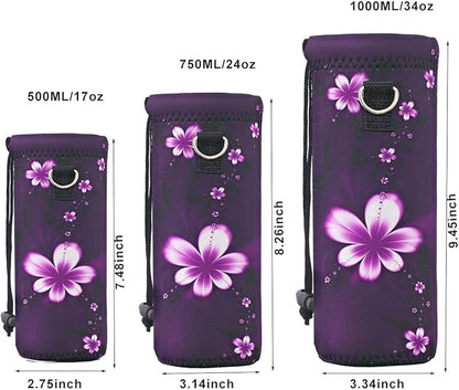 RICHEN Neoprene Water Bottle Carrier Bag with Adjustable Shoulder Strap,Insulated Water Bottle Cover for Stainless Steel/Glass/Plastic Bottles
