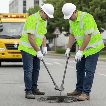 High Visibility Hawaiian Shirt for Men Tropical Shirts Custom Name Floral Outfit Reflective Safety Workwear