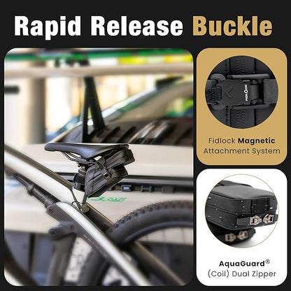 Lumiere & Co. Magnetic Quick-Release Bike Saddle Bag 7″ × 3″ × 3″ Double Compartment, Mach X, Black, Medium