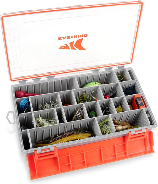 KastKing HyperSeal Waterproof Tackle Box, 3700 Deep Tackle Trays, Fishing Tackle Box Organizer With Removable Dividers, Fishing Gear & Fishing Accessories Storage