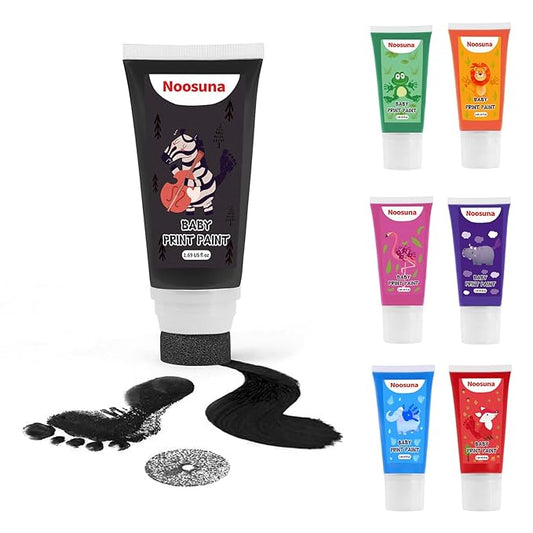 Baby Hand and Footprint Kit with Sponge Head, Baby Ink Hand and Footprint Kit, 1.69 fl oz Non-Toxic and Washable, Paw Print Kit for Dogs Suitable for Babies and Pets, Newborn Memento, Black