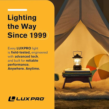 LUXPRO Retro LED Lantern - Battery-Powered Emergency Lantern - Water Resistant - Bright LED Lamp for Indoor & Outdoor Use - Use for Tents, Hiking or Hurricane Prep (Blu, Pack of 1)
